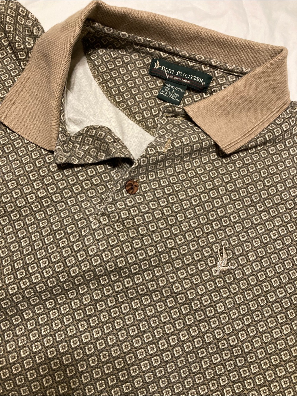 Bert Pulitzer Men's Brown Geo-Pattern Polo